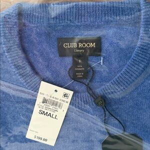Club Room Men's Luxurious Blue Cashmere Crewneck Sweater